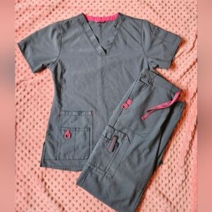 Carhartt Gray and Pink Scrub Set